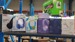 (R9A) Audio. 6 Items. 2 X Mixx OX1 On Ear Wired Headphones, 1 X JVC Powerful Sound HAS31MB Headpho