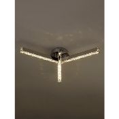 (R9J) Lighting. 5 Items. 1 X 3 Arm Jewelled Chrome Ceiling Light, 1 X Pleated Chrome Table Lamp, 1