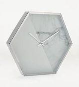(R6F) Clock. 2 X Hexagon Marble Wall Clock (New)