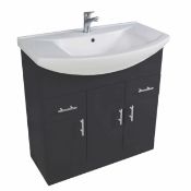 New (A152) 750mm Floorstanding Vanity Unit - Anthracite RRP £398.00. 3 Doors & 2 Drawers For...