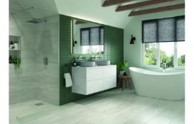 New (W233) Perla 600mm 2 Drawer Wall Hung Vanity Unit No Top Marble RRP £231. Basin Not Includ...
