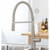 New (U125) Pull Out Mono Kitchen Mixer - Brushed Stainless Steel. Rrp £395.99. Monobloc Kitch...