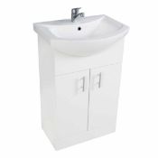 New (A77) Lanza 500mm Vanity Unit High Gloss White. Comes Complete With Basin.