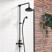 New & Boxed Black Traditional Thermostatic Exposed Mixer Shower Set. Sp6815B. 8