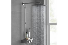 New & Boxed Square Thermostatic Bar Mixer Shower Set Valve With Shelf 10