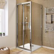 New Twyfords 700x700mm - 6mm - Elements Easyclean Bi Fold Door Shower Enclosure.Rrp £499.99 6m...