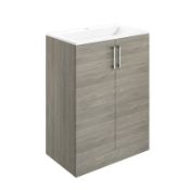 New (Y148) Volta 500mm 2 Door Floor Standing Vanity Unit Basin Nordic Wood. RRP £379.99. Wid...