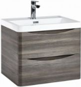 NEW (C143) Bella 500mm Wall Hung Vanity Unit Avola Grey. RRP £660.00. Matt Avola Grey Finish ...