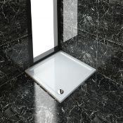 New (F74) 1000x1000mm Ultra - Slim Low Profile Stone Resin Square Shower Tray, Shower Trays Off...