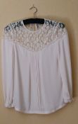 Karen Millen Ivory Lace Pleated Bouse Size 6