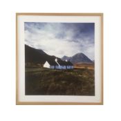 White cottages in rugged mountains attributed to Charlie Waite English photographer