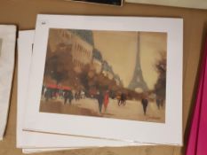 4 X Time Out In Paris Prints By Jon Barker. 500 X 400mm