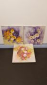 3 X Floral Canvas Print (700 X 700 X 25mm)