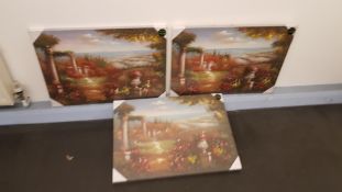 3 X Villa Views Hand Painted Canvas (700 X 500 X 25mm)