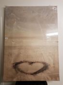Heart Beach Print On Canvas 800 X 1100mm