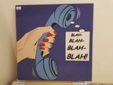 Blah Ð Blah Ð Blah Ð Blah Print On Canvas. 600 X 600mm