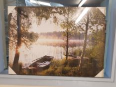 Boats By The Lake Print On Canvas 700X 500mm