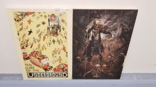 1 X London Transport & 1 X Alchemy Danse Macabre Print On Wood (400 X 600 X 10mm)