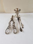 Silver Sugar Nips with Grape scissors and Egg Cup