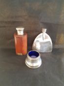 Early 1900's Silver Ink Pot and 2 Flasks