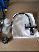 Modern Swan Neck Basin/Sink Mixer Tap No Fixings With 3x Chrome Wastes