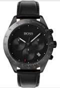 Hugo Boss 1513590 Men's Talent Black Dial Black Leather Strap Chronograph Watch