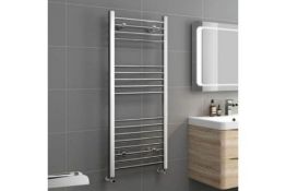 New 1200x500mm - 20mm Tubes - Chrome Heated Straight Rail Ladder Towel Radiator - Natasha. RRP...