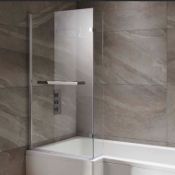New (H111) L Shape Bath Screen. RRP £189.99.4mm Tempered Safety Glass Screen Comes Complete...