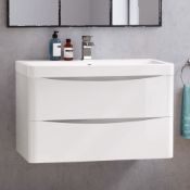 New 1000mm Austin Ii Gloss White Built In Basin Drawer Unit - Wall Hung. RRP £999.99.Comes ...   New