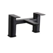 New (H122) Zana Square Matt Black Deck Mounted Bath Filler Tap. New (H122) Zana Square Matt Black