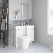 New & Boxed 906mm Olympia Gloss White Drawer Vanity Unit - Lyon Pan, Right Hand. Basin, Unit A...