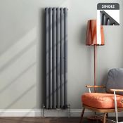 New Boxed 1600x360mm Anthracite Single Oval Tube Vertical Radiator. Rrp £239.99.Rc52.Made Fro...