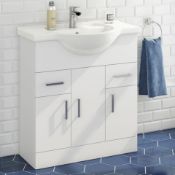 New (A153) 750mm Floorstanding Vanity Unit - Gloss White. RRP £398.00.3 Doors & 2 Drawers F...