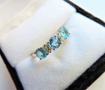 Sterling Silver 1.68 carat Topaz and Diamond Ring