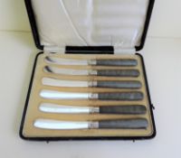 Cased Set Art Deco Silver Plated Butter Knives