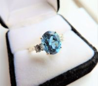 4.5 carat Blue Topaz Ring in Sterling Silver