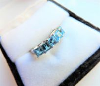 Sterling Silver 3.5 Carat Deep Blue Topaz Ring