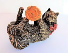 1986 Franklin Mint Bronze Cat Figurine 