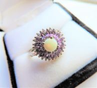 Sterling Silver 2.13ct Amethyst, Topaz & Opal Ring