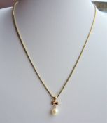 Gold on Sterling Silver Cultured Pearl Pendant Necklace