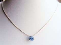 Sterling Silver Blue Topaz Pendant Necklace
