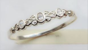 Sterling 2.15 carat Cubic Zirconia Silver Bangle
