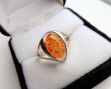 Sterling Silver Baltic Amber Ring