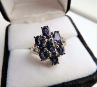 2 carat Royal Blue Topaz Cluster Ring