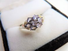 Sterling Silver Tanzanite Cluster Ring