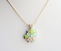 Sterling Silver Multi Gemstone Pendant Necklace