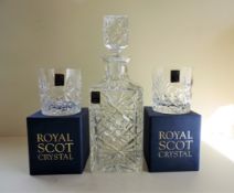 Royal Scot Crystal Whisky/Spirit Decanter Drinks Set