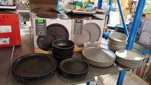 (R2L) Household. 23 Items. 1 X Stoneware Matte Black 12 Piece Dinner Set & 1 X Stoneware Speckled 1