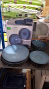 (R2I) Household. 1 X Stoneware Reactive Glaze 12 Piece Dinner Set