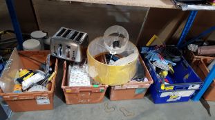 (R3D) Household. Contents Of Floor. Mixed Lot To Include 4 Slice Toaster, Light Shades, Party Table
